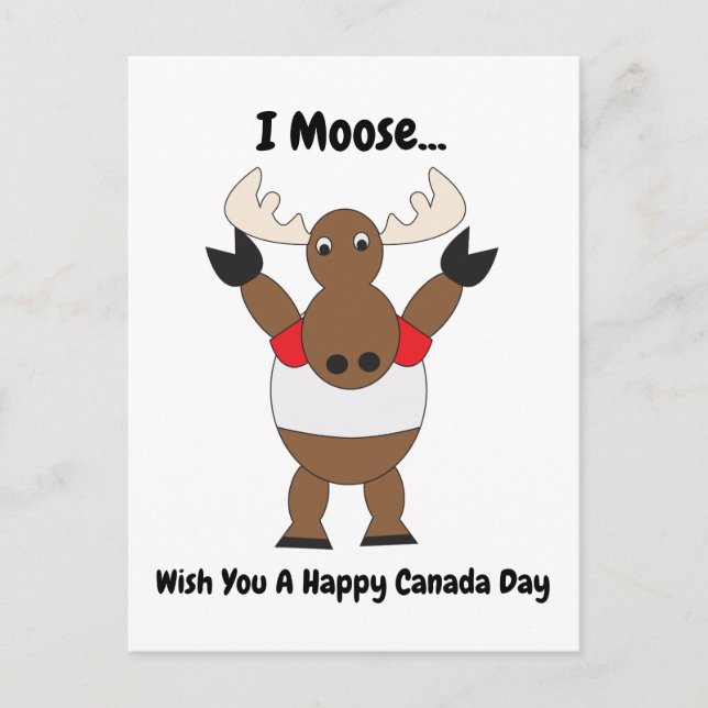 Moose Lundny Canada Day Red White Personalize Vykort (Framsida)