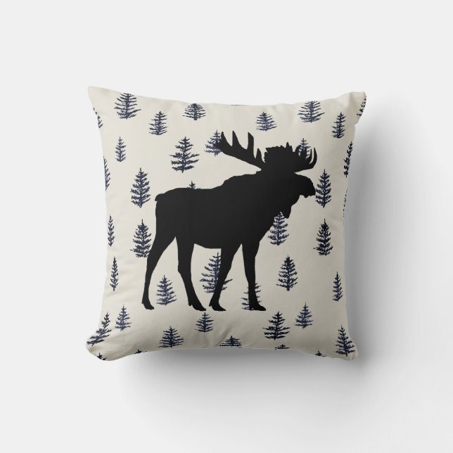 Moose Mountain Gräs Träd Wilderness Dekorativ kudd Kudde (Framsida)