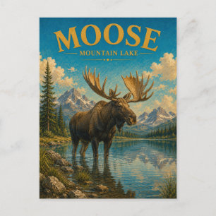 Moose Mountain Lake Watercolor GeoSaga Vykort