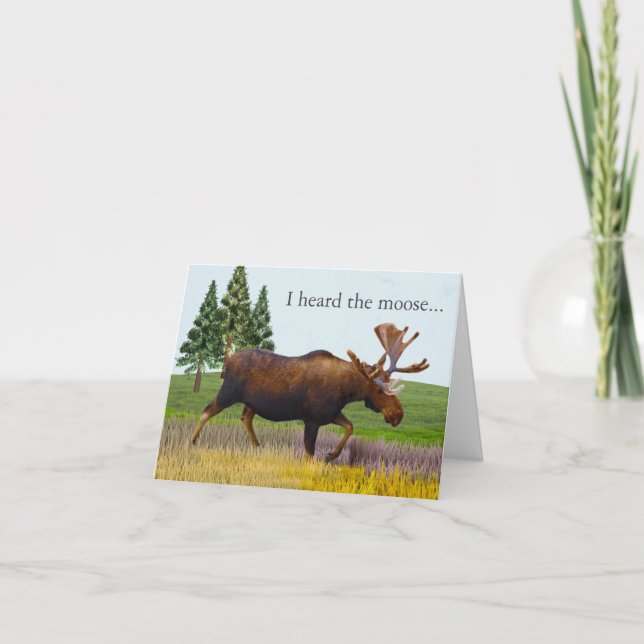 Moose Nature Scenery Funny Birthday Card Kort (Framsida)