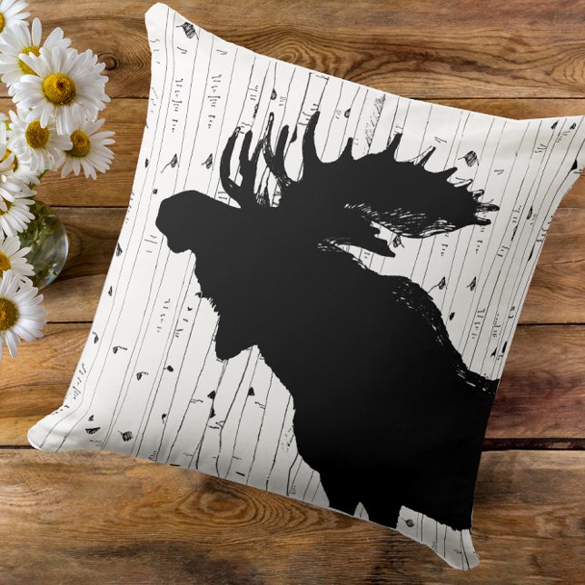 Moose och Birch Träd Pillow Kudde (Skapare uppladdad)