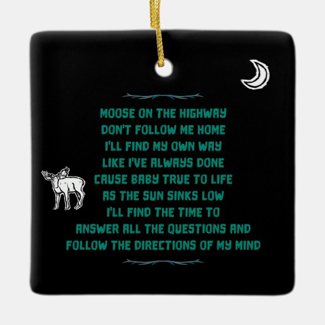 Moose on a Highway Lyrics Ornament (Framsida)