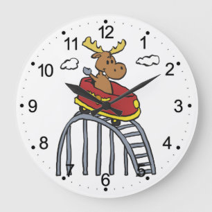 Moose on Roller Underlägg välj bakgrund färg Stor Klocka