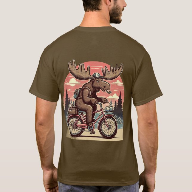 Moose på cyklar, klassiskt T-shirt (Baksida)