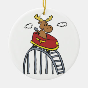 Moose på Roller Underlägg välj bakgrund färg Julgransprydnad Keramik