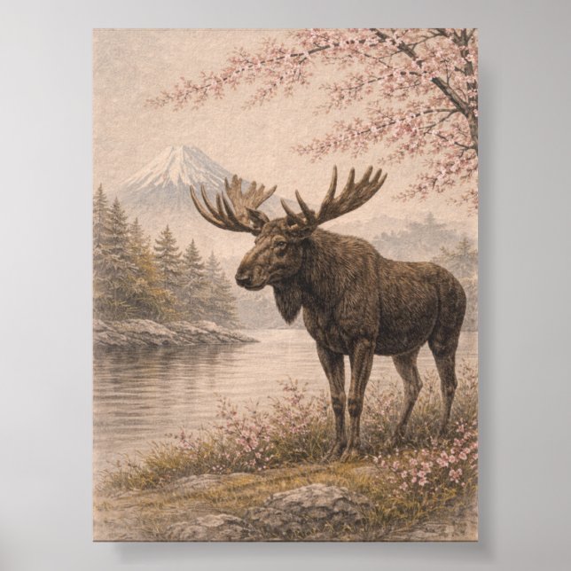 Moose poster, Canadian Wildlife Art, Forest Anim Poster (Framsidan)