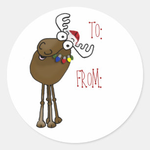 Moose presentetikett TILL:, FRÅN: Runt Klistermärke