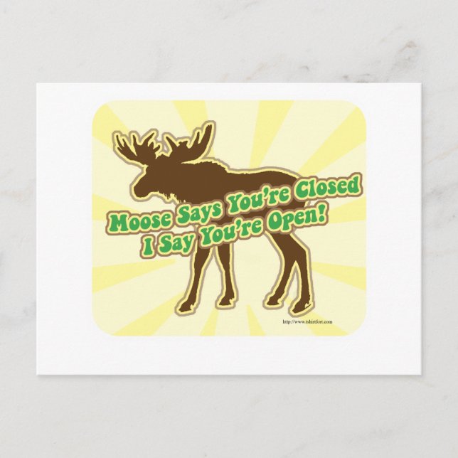 Moose säger att du är stängd! vykort (Framsida)