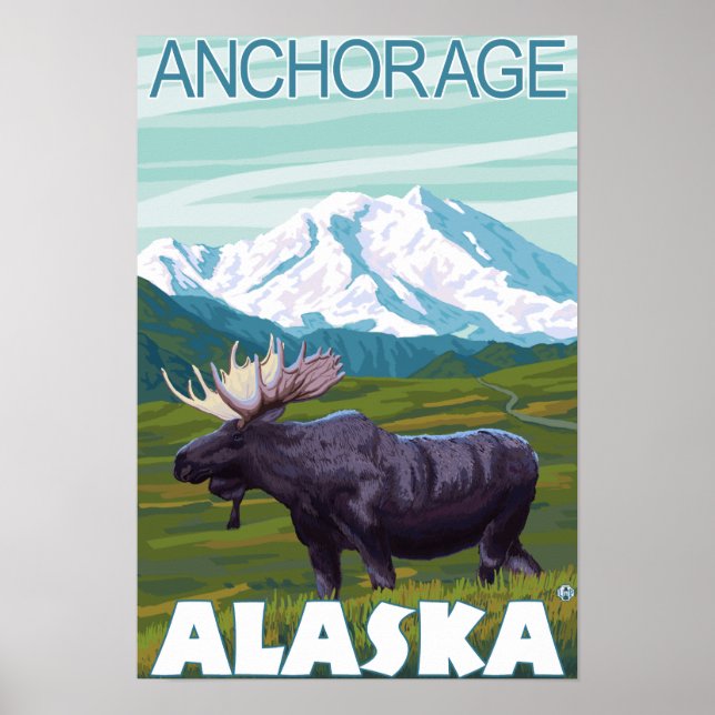 Moose Scene - Anchorage, Alaska Poster (Framsidan)