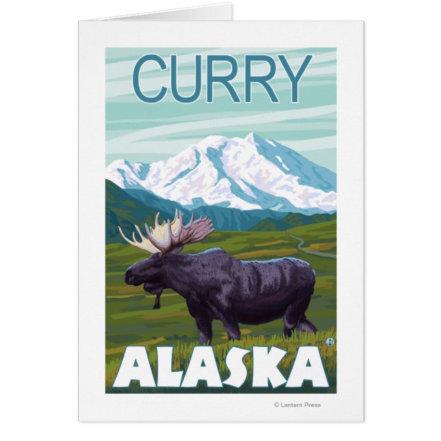Moose Scene - Curry, Alaska Hälsningskort (Framsidan)