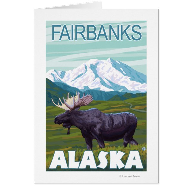 Moose Scene - Fairbanks, Alaska Hälsningskort (Framsidan)