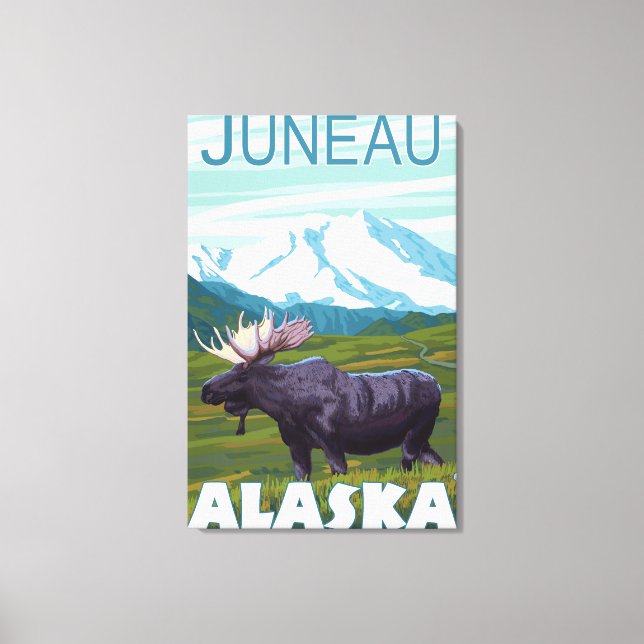 Moose Scene - Juneau, Alaska Canvastryck (Framsida)