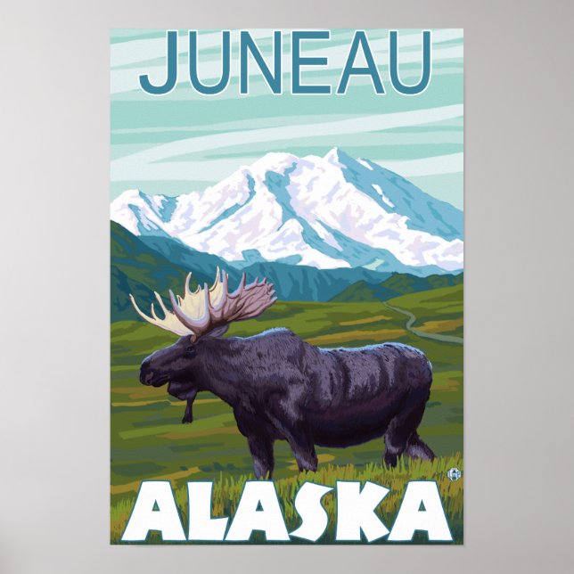 Moose Scene - Juneau, Alaska Poster (Framsidan)