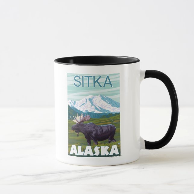 Moose Scene - Sitka, Alaska Mugg (Höger)