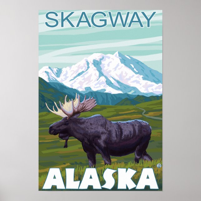 Moose Scene - Skagway, Alaska Poster (Framsidan)