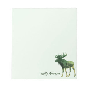 Moose Silhouette Camouflage Roligt Quote Anteckningsblock