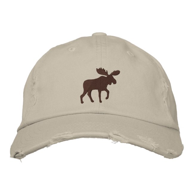 Moose Silhouette Coola Exdoor Enthusiast Hiker Broderad Keps (Framsida)