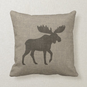 Moose Silhouette Cute Land Wildlife Kabin Kudde