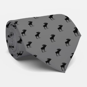 Moose Silhouette Grått och Black Neutralt Färg Slips