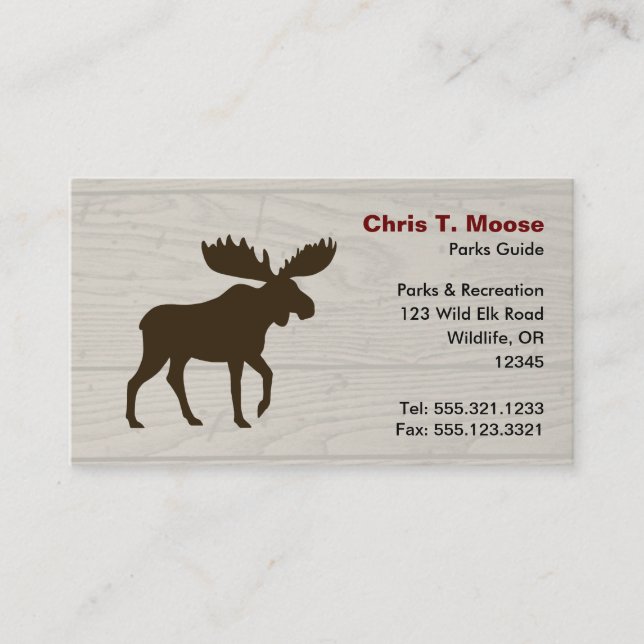 Moose Silhouette med Wood Stil Background Visitkort (Framsida)