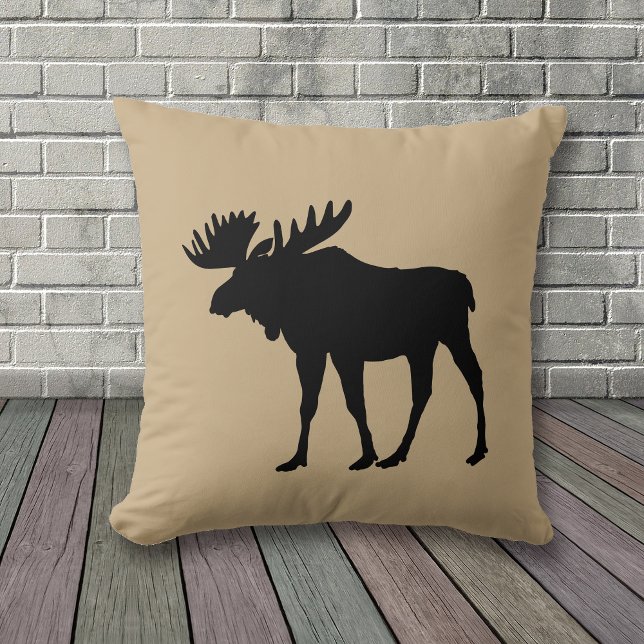 Moose Silhouette på Reversible Black Tan Kudde (Skapare uppladdad)