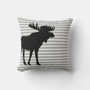 Moose Silhouette Rand Mönster Dekorativ kudde