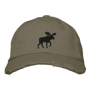 Moose Silhouette Wildlife Vild Animal Äventyr Broderad Keps