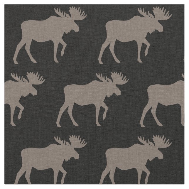 Moose Silhouettes Brown & Black Tyg (Närbild)