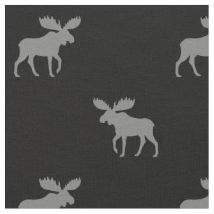 Moose Silhouettes Grått och Black Patterned Tyg