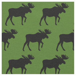 Moose Silhouettes Grönt Tyg