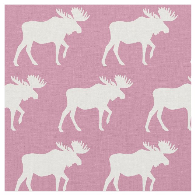 Moose Silhouettes Rosa Baby Tyg (Närbild)