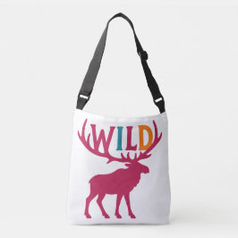 Moose silhuette art with vild antler typography axelväska
