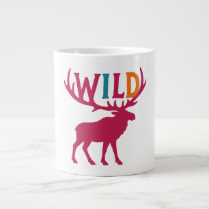 Moose silhuette art with vild antler typography jumbo mugg