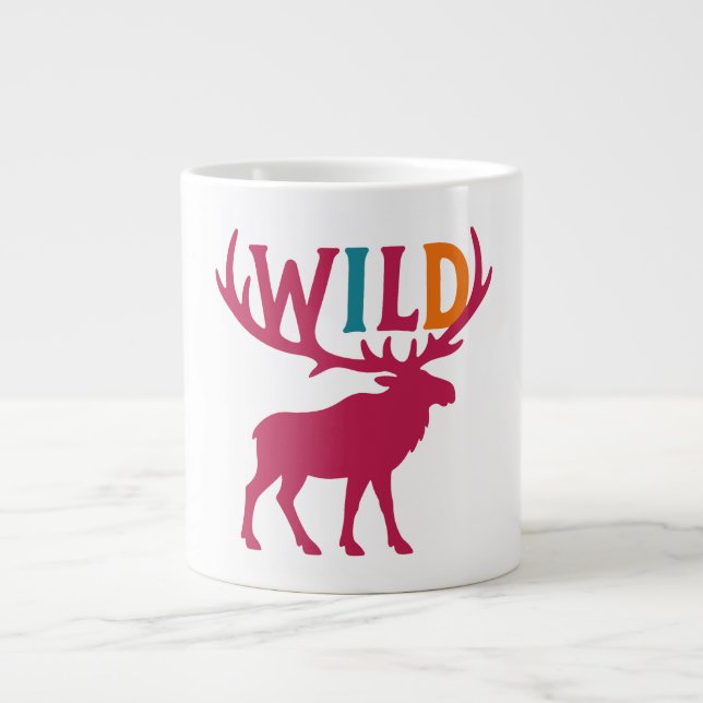 Moose silhuette art with vild antler typography jumbo mugg (Framsidan)