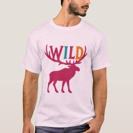 Moose silhuette art with vild antler typography t shirt