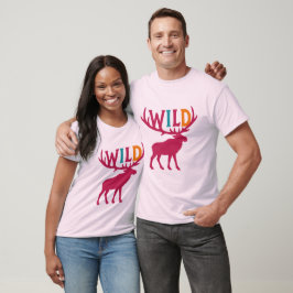 Moose silhuette art with vild antler typography t shirt