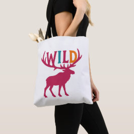 Moose silhuette art with vild antler typography tygkasse