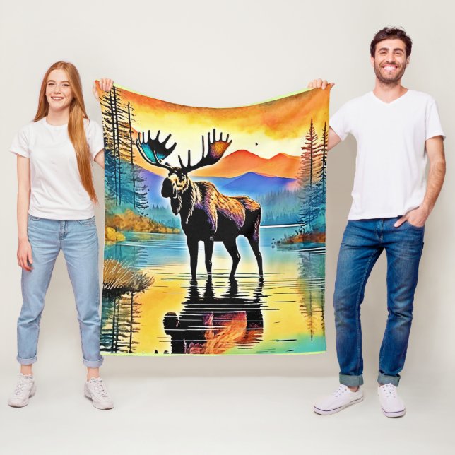 Moose Sjö Sunset Majesty Fleecefilt (På plats)