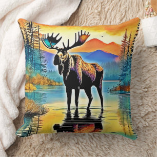 Moose Sjö Sunset Majesty Kudde