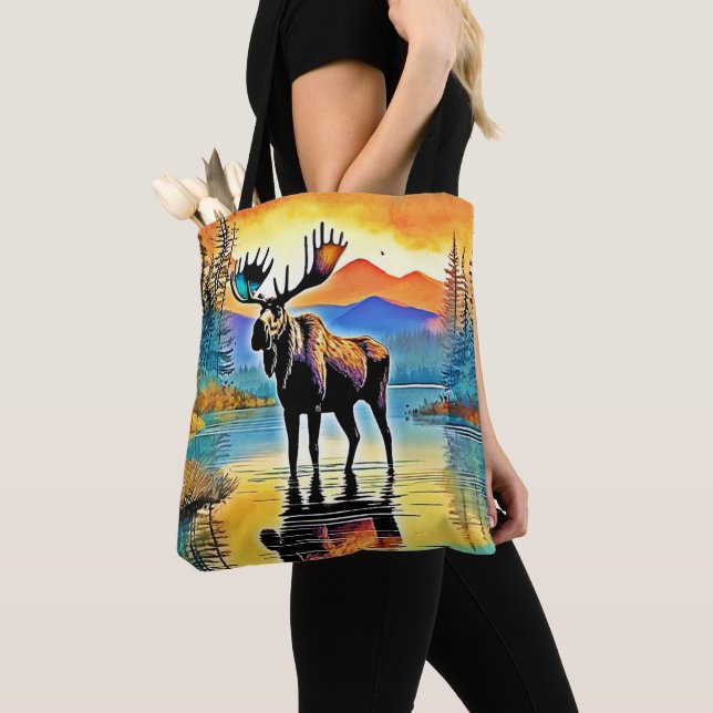 Moose Sjö Sunset Majesty Tygkasse (Närbild)