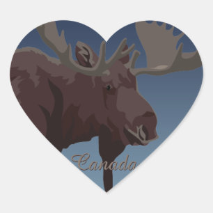 Moose Stickers Anpassningsbar Canada Moose Sticker Hjärtformat Klistermärke