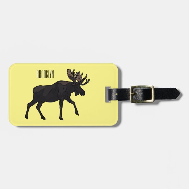 Moose tecknad illustration bagagebricka (Horisontell Framsida)
