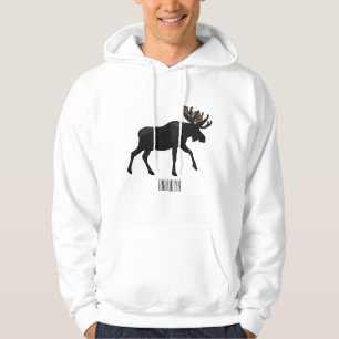 Moose tecknad illustration hoodie
