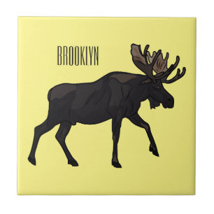Moose tecknad illustration kakelplatta