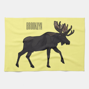 Moose tecknad illustration kökshandduk