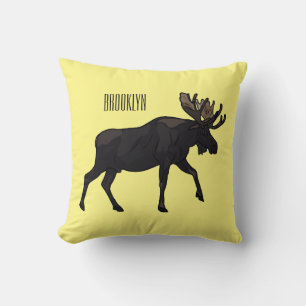 Moose tecknad illustration kudde