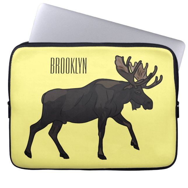 Moose tecknad illustration laptop fodral (Framsidan)