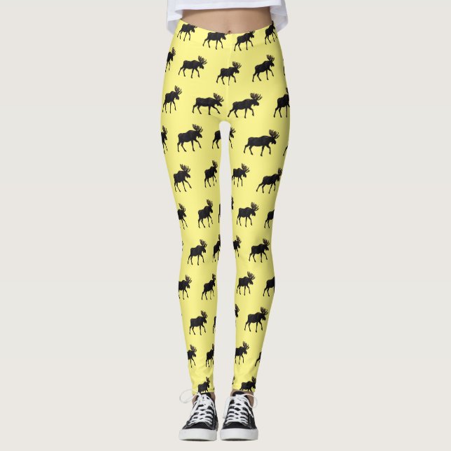 Moose tecknad illustration leggings (Framsida)