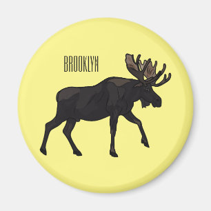 Moose tecknad illustration magnet