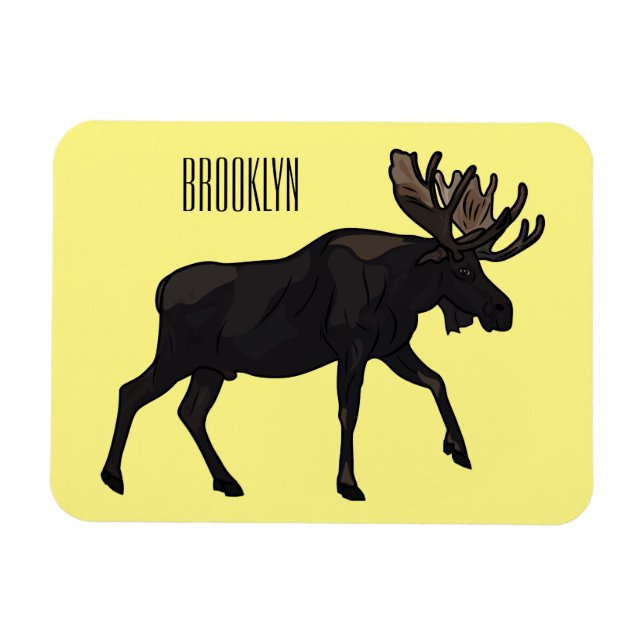 Moose tecknad illustration magnet (Horisontell)